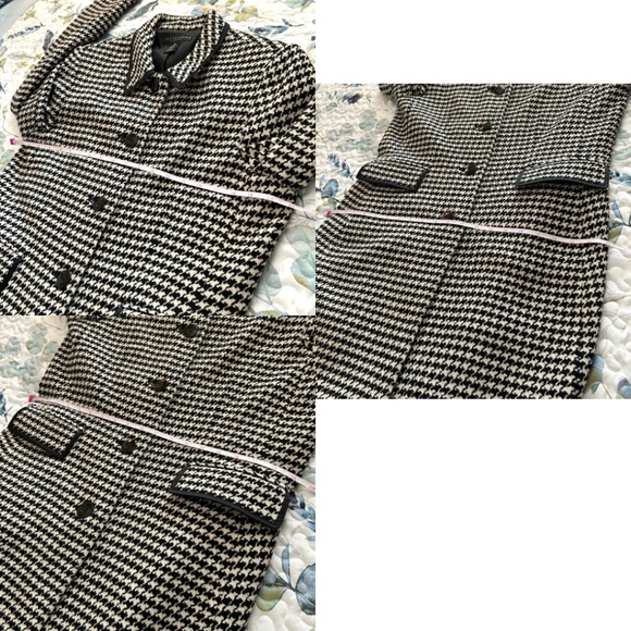 apostrophe Tailored Black/Off White Houndstooth Stretch Wool Blend Coat Size 12 - Picture 10 of 12